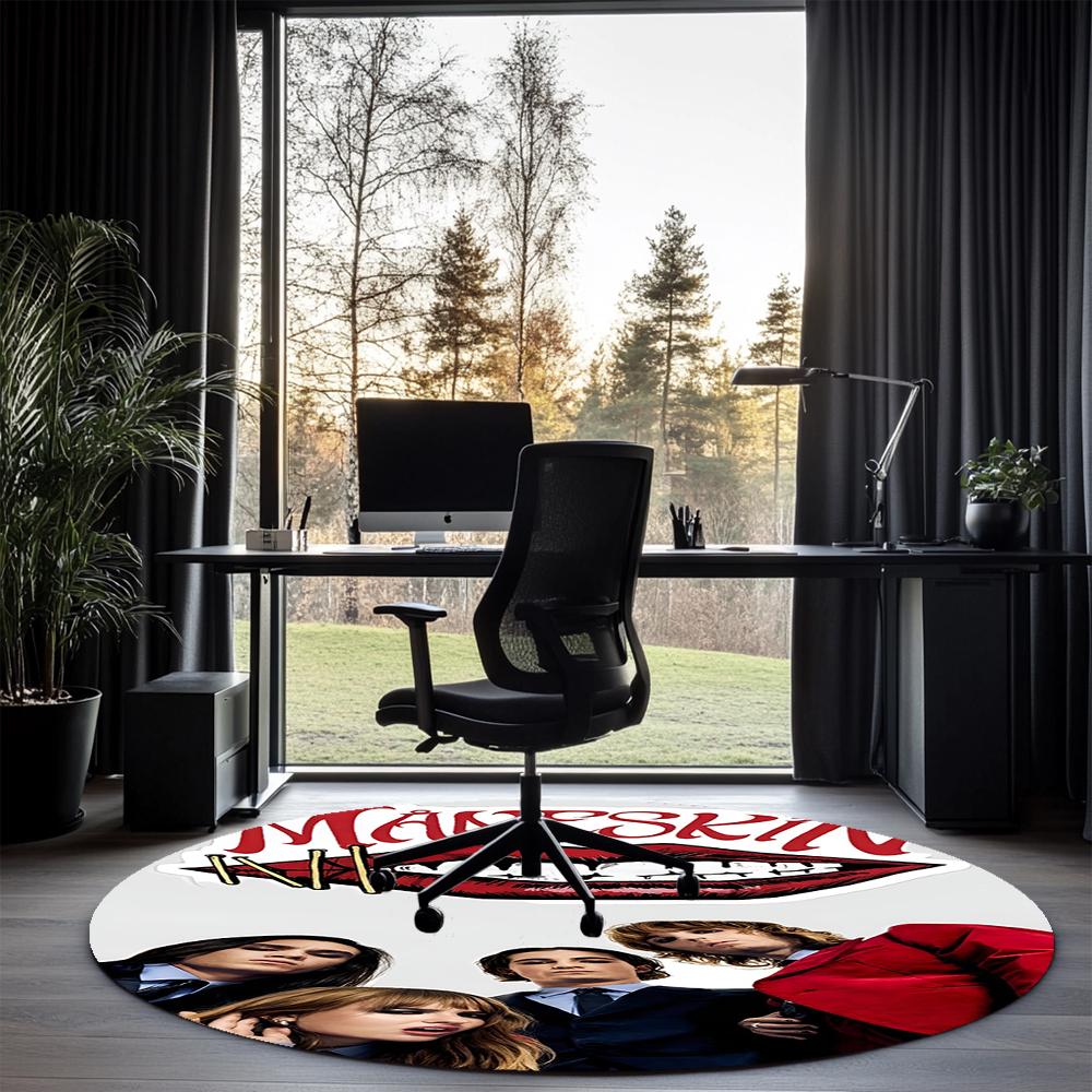 Maneskin Printed Round Rug Carpet Chair Rug Area Rug Entryway Doormats,for Office Chair Living Room Bedroom Kitchen Room.