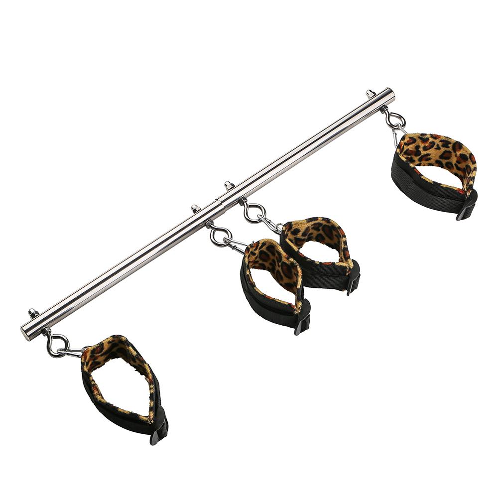 BDSM Bondage Set Stainless Steel Adjustable Telescopic Sex Slave Handcuffs Ankle Cuffs Fetish Restraints Sex Toys for