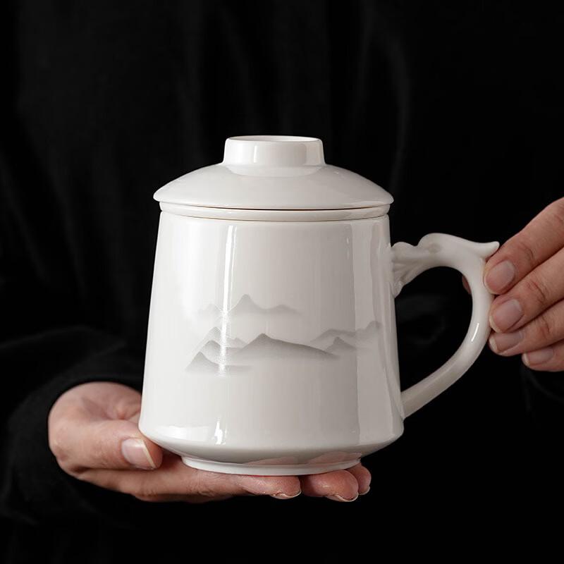 OLOEY Lanolin Jade White Porcelain Tea Mug & Can Set