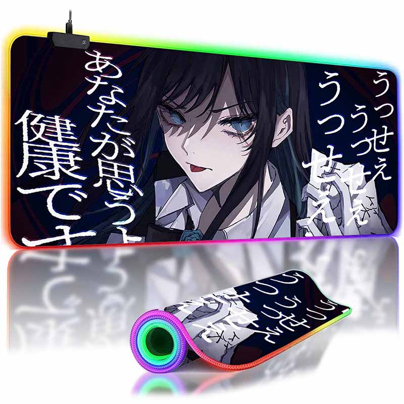 Kawii Anime LED Mousepad HD Print Virtual Idol  Gamers Desk Mat RGB Backlit Non-slip Mouse Pad XXL Keyboard PC Desk Pads