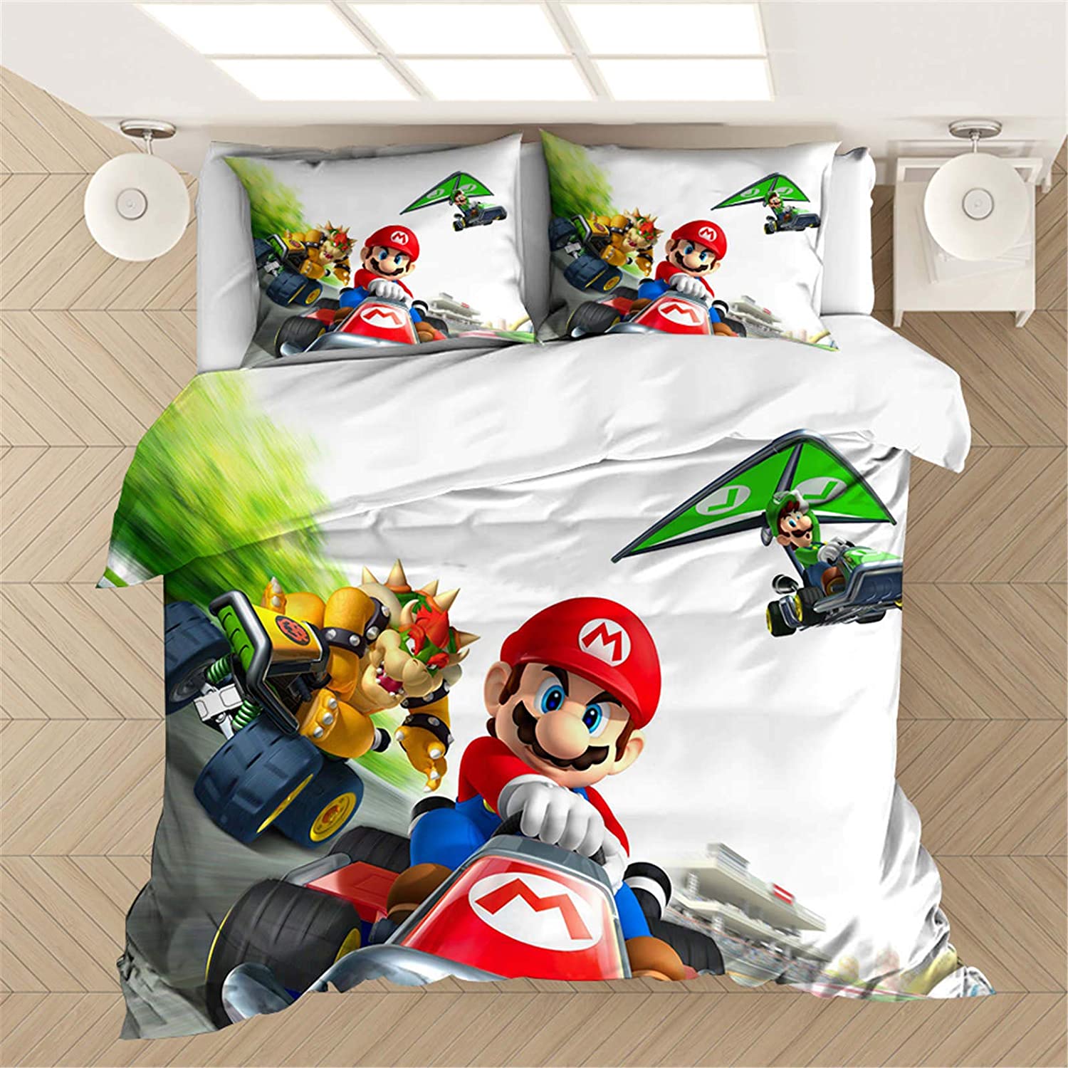 

Mario Duvet Cover Set Comforter Bedding 3d Children S Bedding Set 3-Piece 1 Quilt Cover King Size 180X210CM