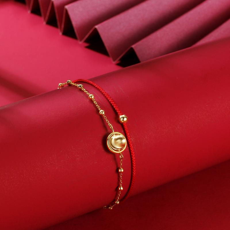 

Оригинальный браслет из бусин-переносов, двухслойный браслет, женский нишевый дизайн, ручной шнурок, красный шнурок на удачу