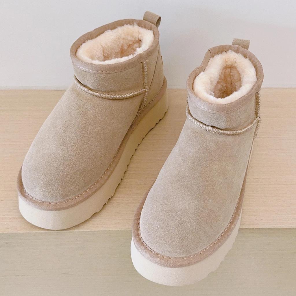 Classic Winter Shoes Women Ultra Mini Platform Snow Boots New Design Warm Genuine Leather Thick Sole Slippers Man Ankle Boots
