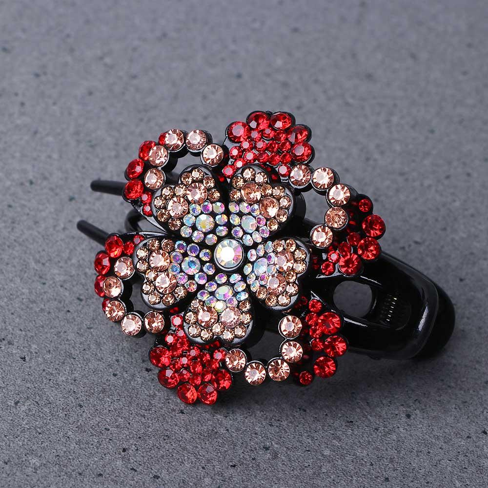 Mädchen Weiblicher Kopfschmuck Haaraccessoires Pferdeschwanzhalter Blume Entenschnabelspange Strass Haarspange