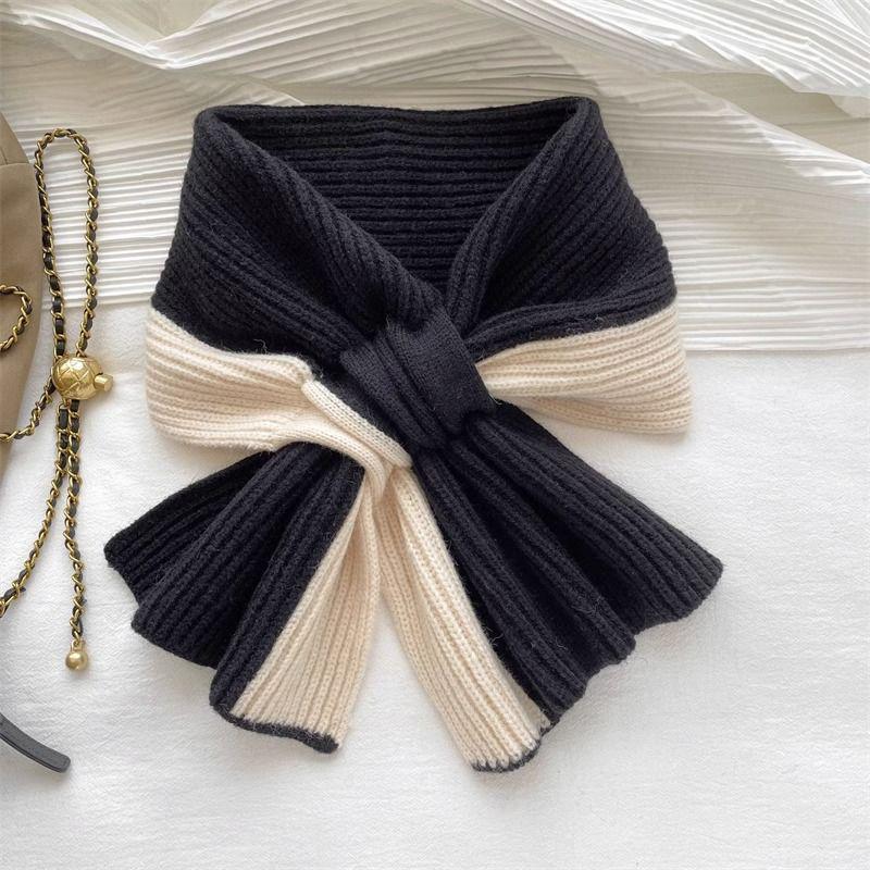 Korean Style Fashionable Casual Color-Blocked Thick Warm Long Scarf For Women