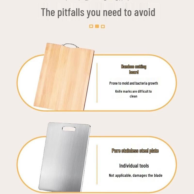 Oujiewang Double-Sided 304 Stainless Steel & Wheat Straw Cutting Board