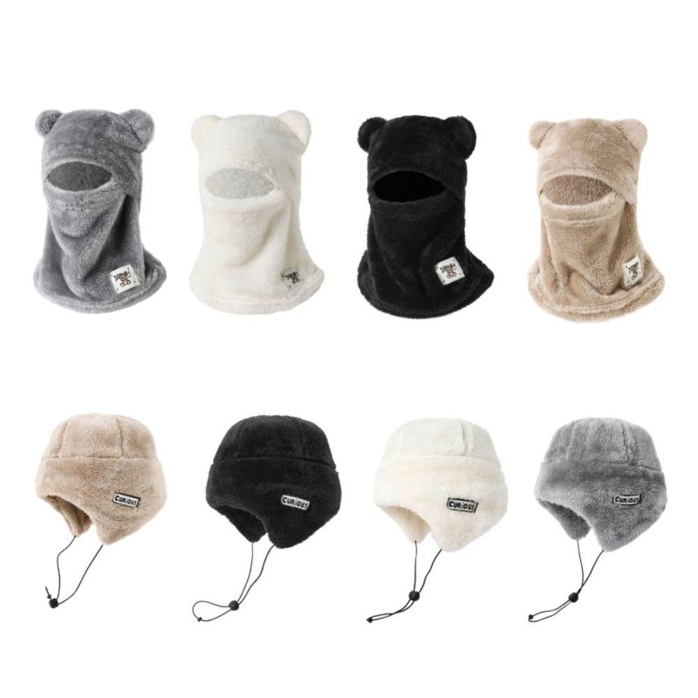 Plush Hat Scarf Cute Bear Pullover Hat New Warm Fluffy Hat Winter
