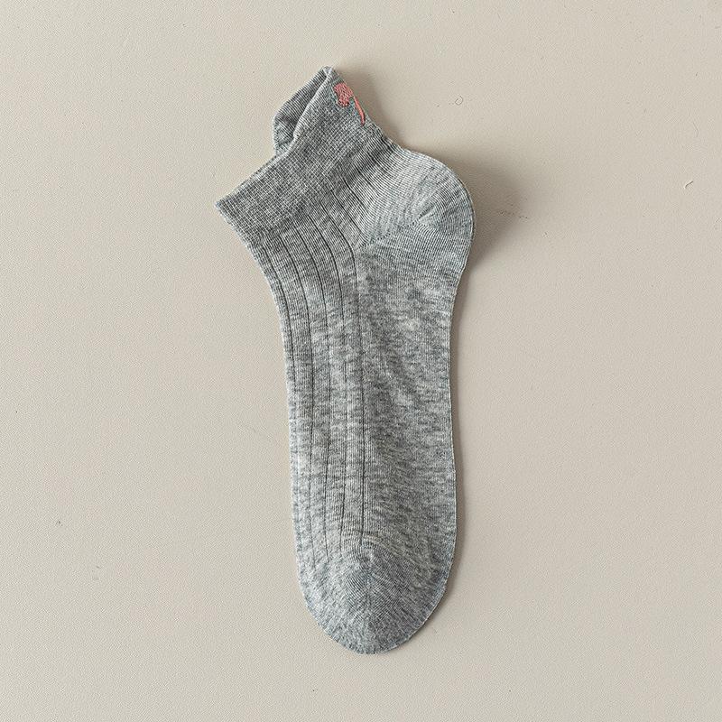 Women's Summer Thin Bow Embroidered Mesh Breathable Boneless Short Cotton Socks