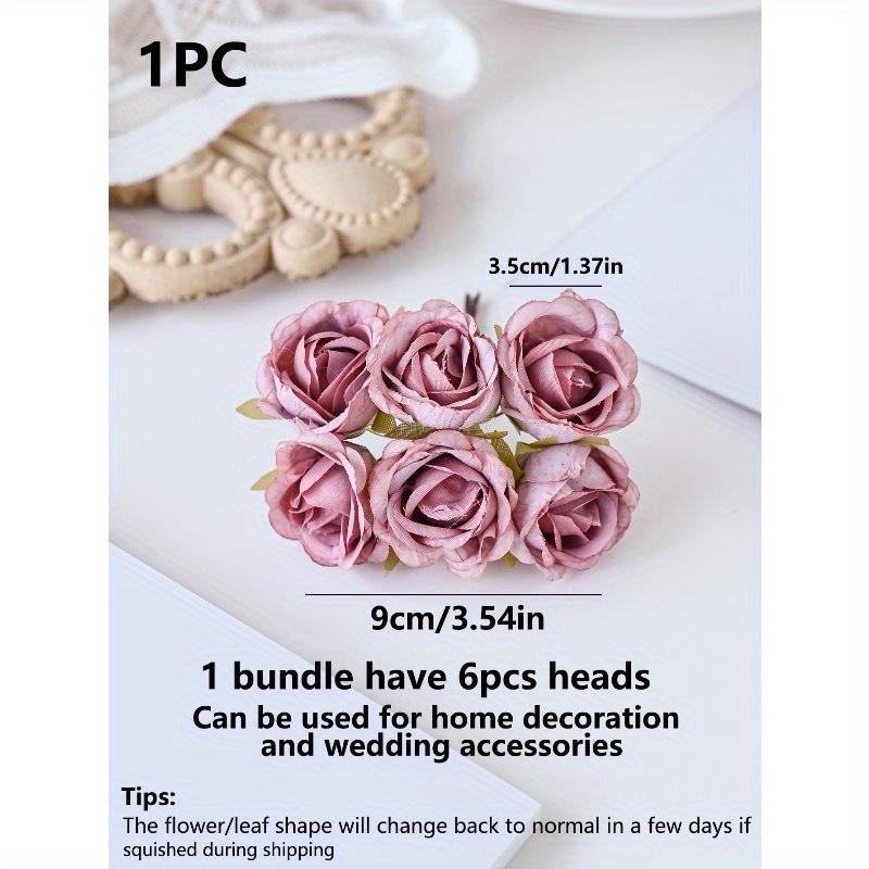 

1 Bundle (6 Heads) Artificial Bouquet MINI Rose Tea Bud Letter DIY Wreath Material Candy Box Accessories Home Wedding Decoration Bride Wrist Flower one-size горячий розовый