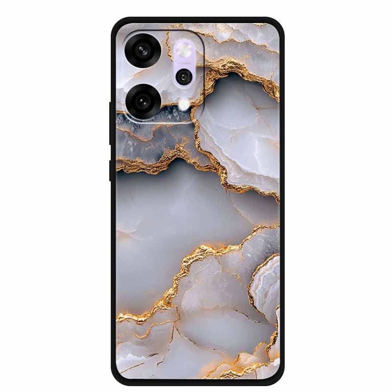 Funda de Dibujos Animados Para OPPO Reno 14 Pro Funda de Teléfono Suave de Silicona Para OPPO Reno14Pro Negra TPU Protectora Carcasa Trasera Mármol Para