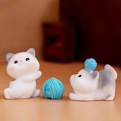 Figurines Miniatures Cartoon Cute Cat Kitten Animals Micro Landscape Ornaments For Home Decorations Decor For Room Accessories