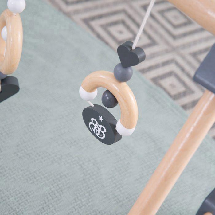 Portique d'éveil en bois - roba - rock star baby 3 - avec 3 pendentifs - naturel / anthracite