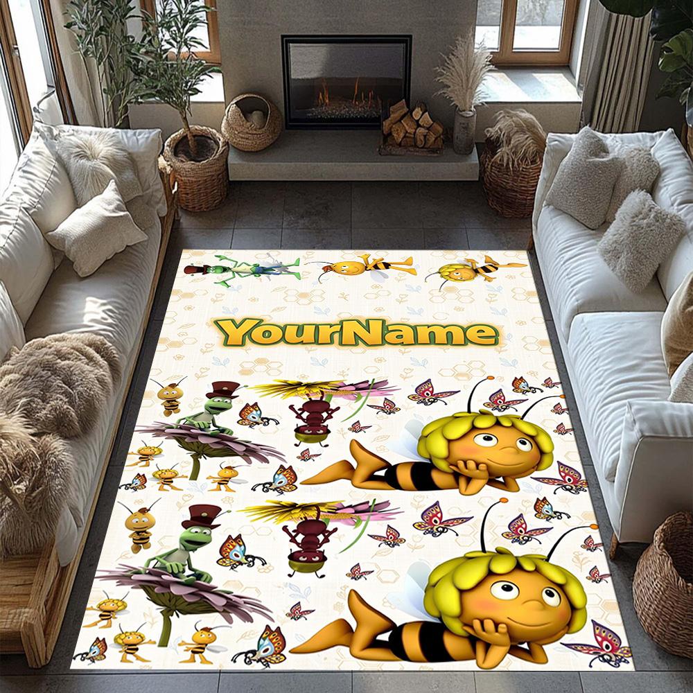 Biene Maja Personalized Text Floor Mat Perfect for Kitchen Dining Room Bedrooms Game Room Anti-slip Rug Office home decor Best for Christmas