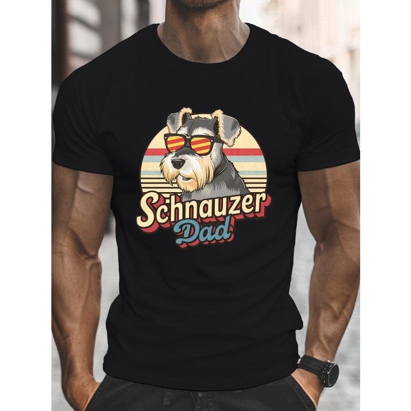 

Schnauzer Dad Graphic Tee for Men - Casual Summer T-Shirt with Fashion Glasses Design, Machine Washable, PLUS SIZE 2XL
