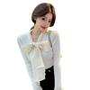 French temperament lace bow with sweater inside women's winter black short slim fit