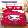 Set de așternut cu model logo RB Leipzig Cearșaf de pilotă Față de pernă Decor pentru casă Cadou (1 * husă de pilotă + 2 * fețe de pernă, fără miez)