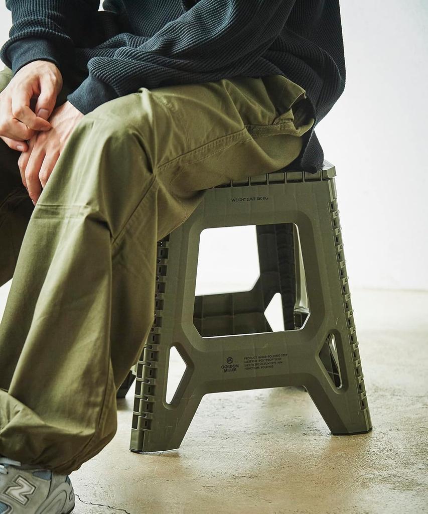 GORDON MILLER Car Folding Step Ladder, Olive Drab, 1641154