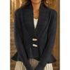 2024 Autumn/Winter Women's Retro Knit V-Neck Cardigan with Ruffle Hem