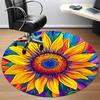 1PC Sunflower Mandala Office Round Area Rug,  Mat Suitable ForOffice, Under Office Chairs Bedroom Living Room Home Decor, Room Deco