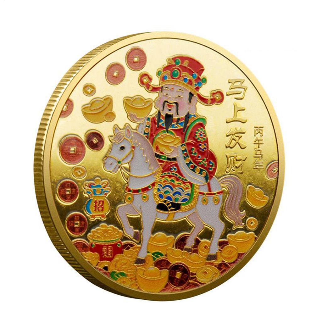 Glückspferd Sammlermünze Gedenkmünze Souvenir für Münzsammler Reise Glücksbringer Chinesisches Neujahrsfest Geschenk Partygeschenk
