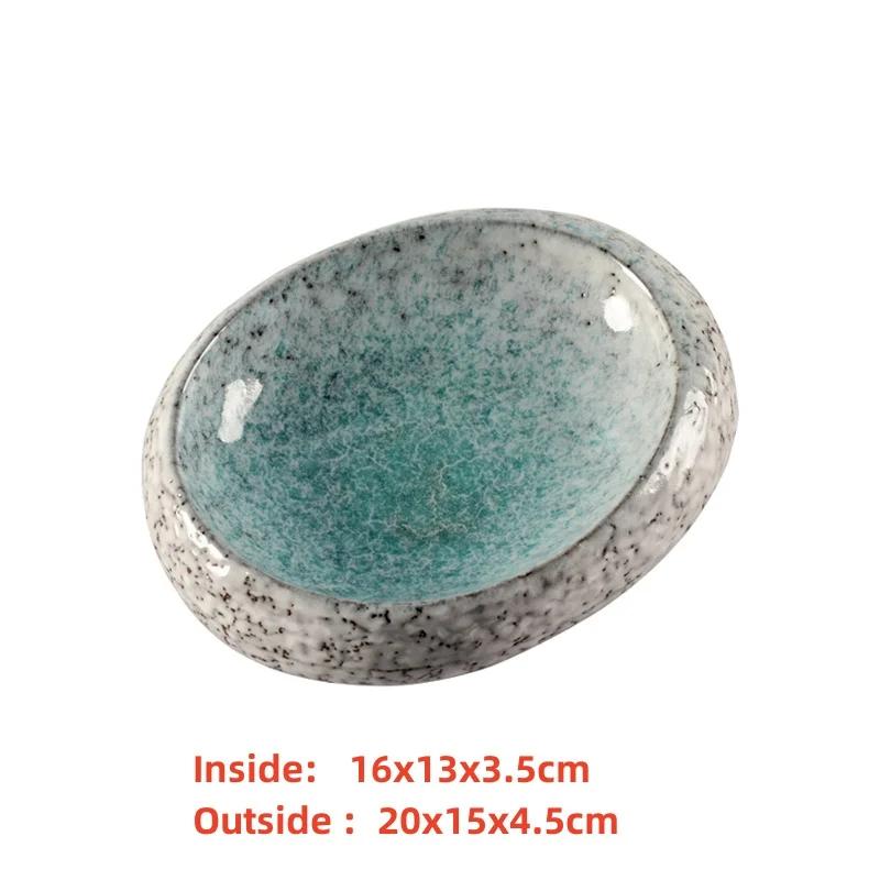 seafood Creative Stone Pattern Ceramic Bowl Thick Edge Sushi Bowl Sashimi Dessert Bowls Soup Bowls Restaurant Special Tableware