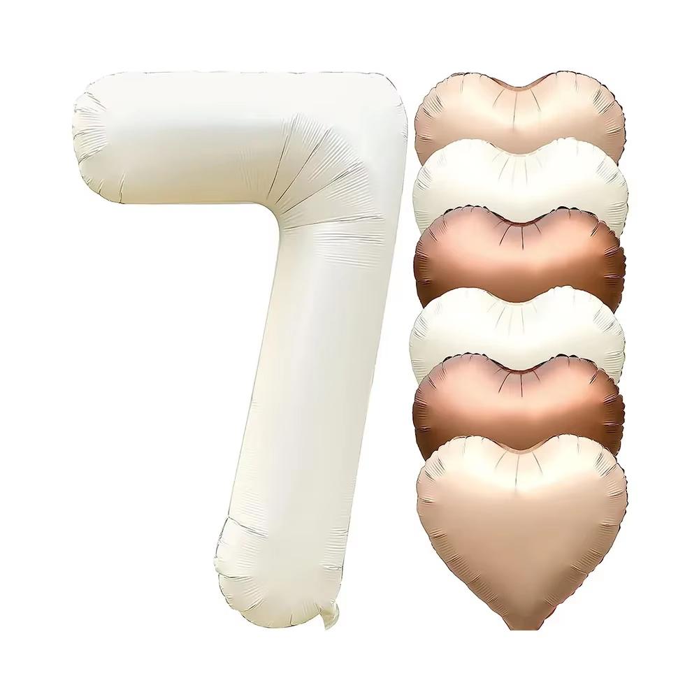 7pcs 32inch Number Balloons Set Helium Balloon with Big Heart Balloons for Girl and Boy 9th Year Old Birthday Party Decorations