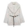 Women's Belt Decoration Collar Solid Color Medium Long Coat Autumn/Winter Long Sleeve Loose Coat