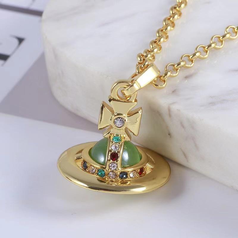 Saturn 3D Fliegende Untertasse Kugel Halskette - Damen Nische Schlüsselbeinkette, 10mm Planet Design