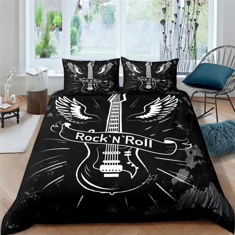 3d Music Notes Guitar Duvet Cover Set For Teens Adults Bedroom Decor 2/3pcs Music Bedding Sets Fashion Hip Hop Comforter Cover