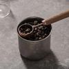 Retro Style Coffee Storage Jar Woodiness Lid 304 Stainless Steel Coffee Bean Storage Seal Making Round Shape Tea Can Kitchen Use