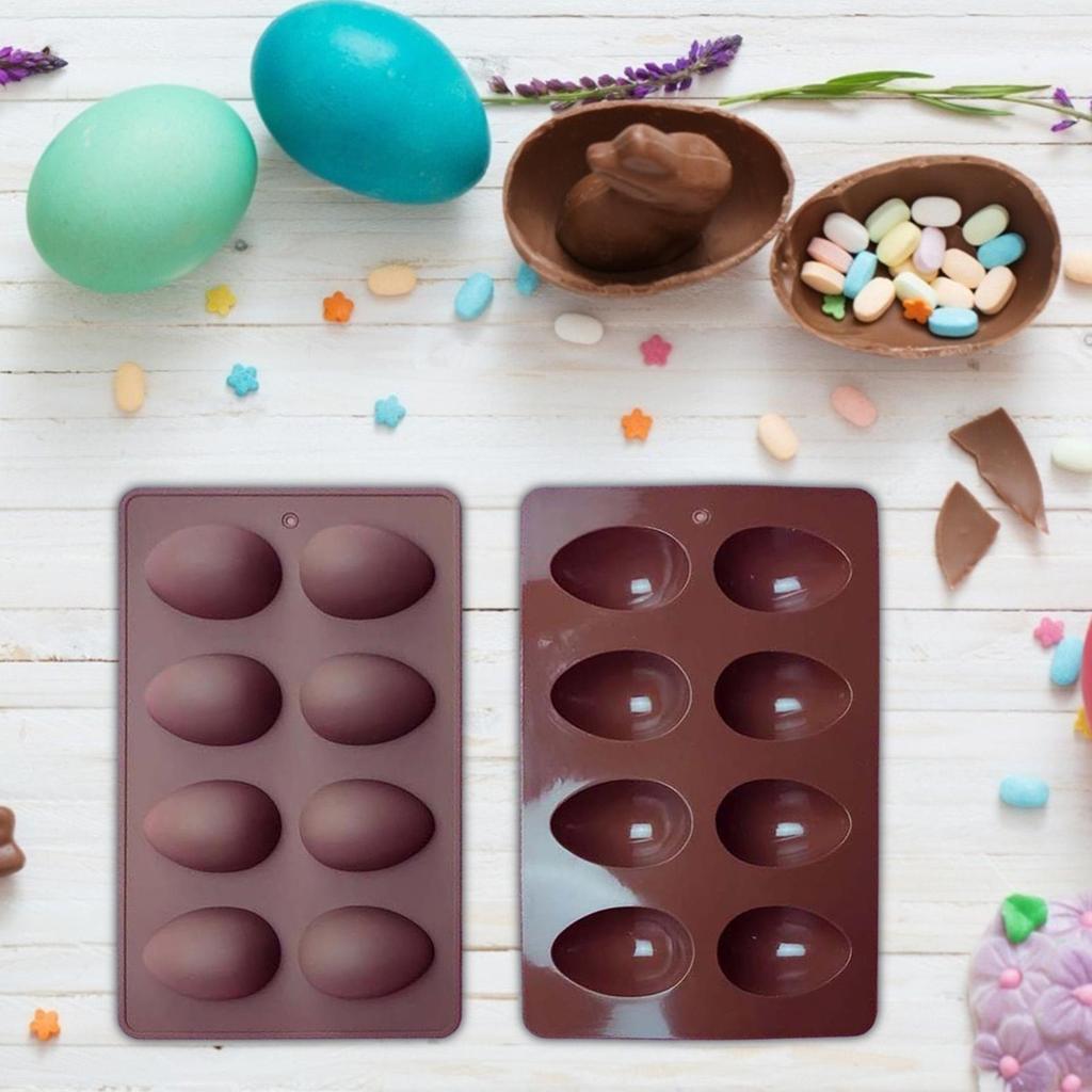 8 Eierförmige Ostereier Silikon Backform Gebäck Schokoladenformen Pudding Eiswürfelform Ostern DIY Seifenform Basteln Geschenke