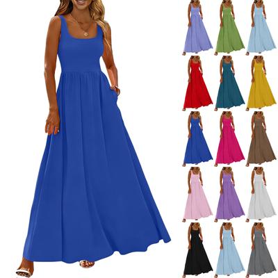 Women's Color Summer Casual Fashion Sleeveless Long Dress