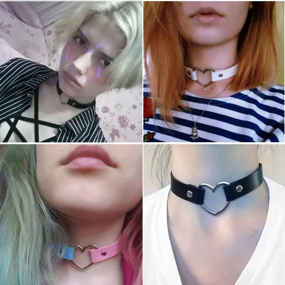Sexy Trendy Vintage kouzlo Náhrdelníky s kulatým gotickým límcem Šperky Dárek Gotické kožené srdce Harajuku Dámské Punk Náhrdelník
