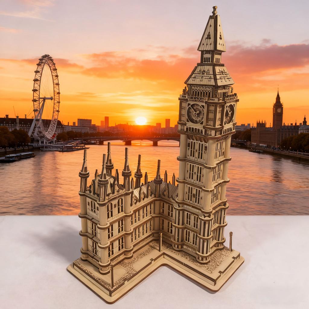Kit di Costruzione Modello Grande Ben in Legno Fai da Te Puzzle 3D Set Divertente da Costruire Blocchi di Legno Regalo di Compleanno Educativo Regalo Festivo