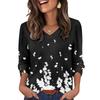 Women's Fashionable And Casual Floral V-neck Top