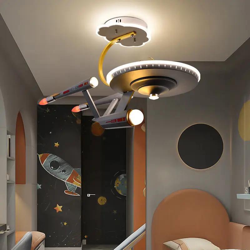 Kids Room Lights Boys Bedroom Light Ceiling Lights Creative Star Trek Spaceship Model Lights Boys Room Light