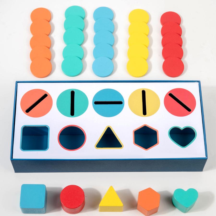 3D Shapes Geometric Solids Wooden Color Toy Sorting Toy Developmental Training Montessori Educational Game for Kids Gift