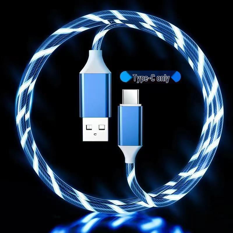 RGB Gradient Multi-Device Fast Charging Cable with Luminous Breathing Light for Huawei & Apple