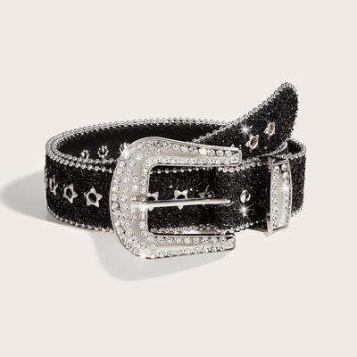 Locomotive Waist Belt Shinning Rhinestone Buckle Belts for Woman Men Luxurious Full Sequins Waist Strap for Jeans Dress