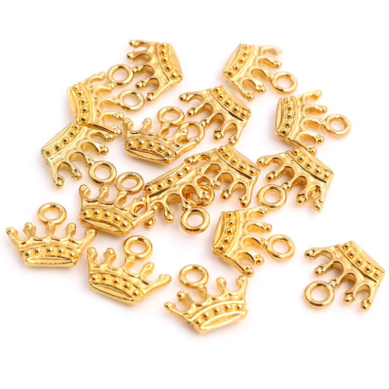 

20pcs Charms Crown 13x14mm Tibetan Silver/Bronze Plated Pendants Antique Jewelry Making DIY Handmade Craft золотий