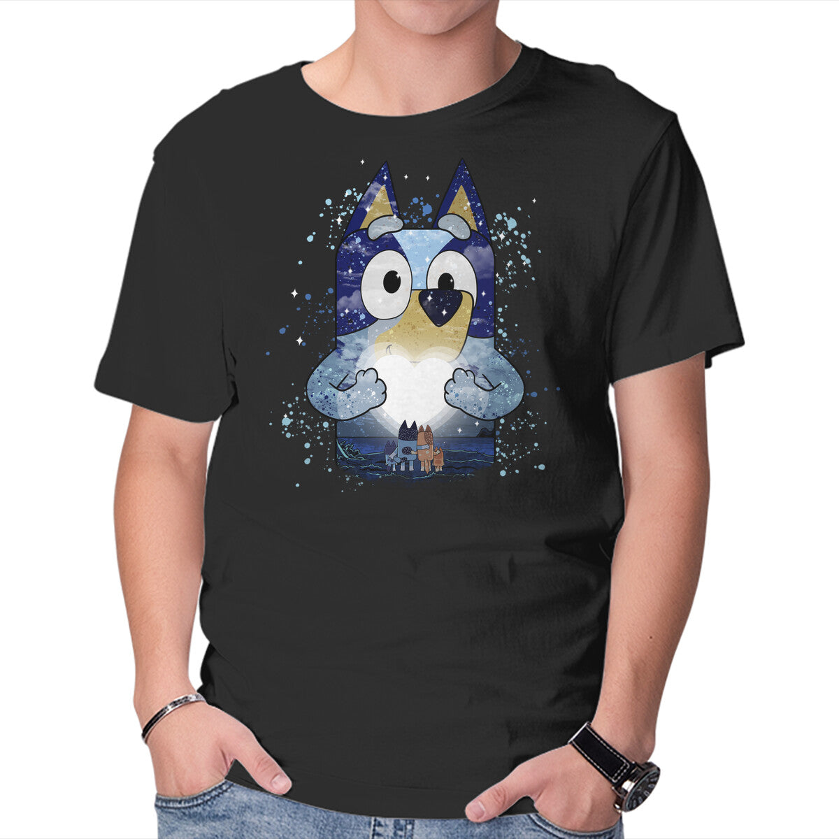 Unisex Crew Neck T-Shirt Heeler Family Love Graphic Short Sleeve Casual Tee XS