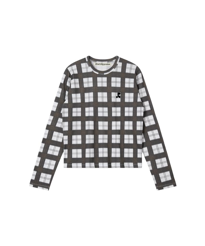 Rest And Recreation Check Pattern Long Sleeve Top - Black