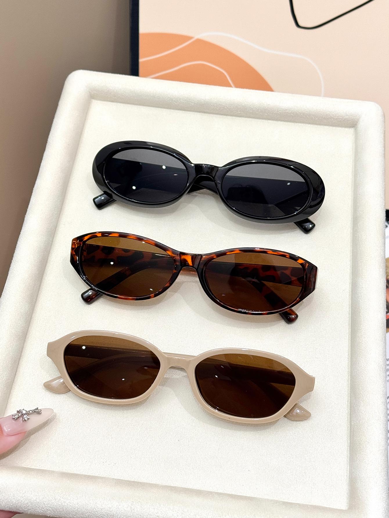 

3Pcs Fashionable Mixed Glasses Set, Chic Black Color, Suitable for Daily Wear, Holiday Gifts, and Casual Use