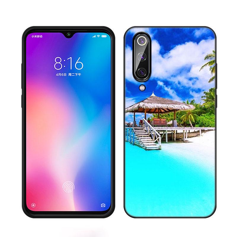 Summer Beach Sunset Sea Phone Case For Xiaomi Mi A2 8 9 SE Note 10 10T 11 12 Lite 9T 11T 12S 12T Pro A3 6X 12X TPU Black Cover