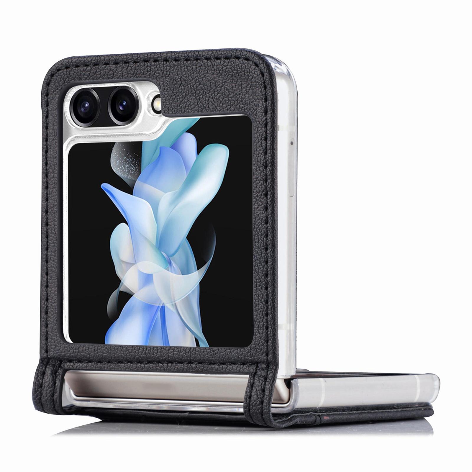 

For Samsung Galaxy Z Flip6 5G Case Card Slot Leather+PC Phone Cover Black
