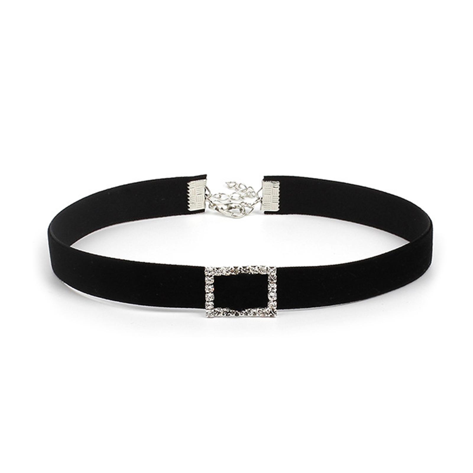 

Casual Jean Fabric Collar Necklace Stylish Clavicle Chain Jewelry for Women Girl Fashionable Rhinestones Charm Necklace 2 чёрный