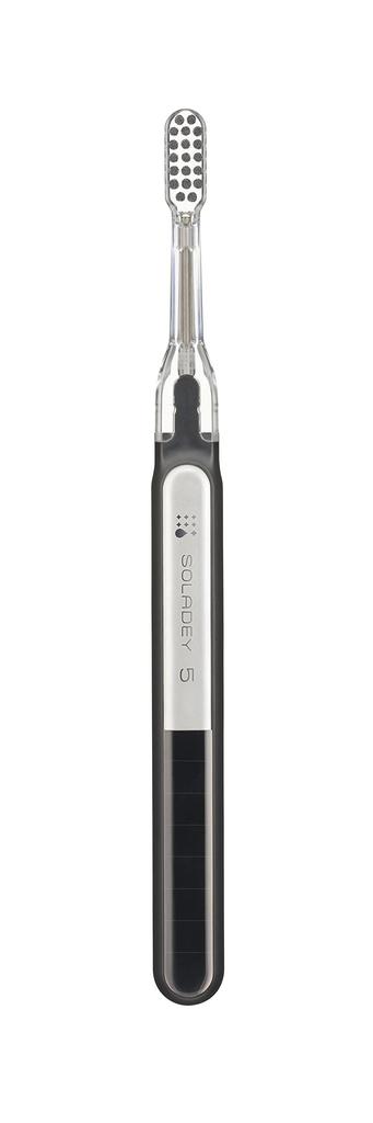 Soladey 5 (Black) Manual Toothbrush - No Power Required - Prevents Cavities, Removes Plaque, Includes Spare Brush Heads, Built-in TiO2