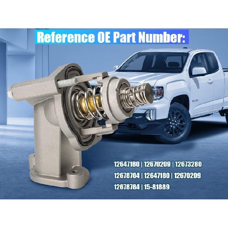 Engine Coolant Thermostat and Housing Assembly 15-81889 12678784 for Cadillac 2020-2022 CT5 2016-2019 CTS ATS CTS Chevy, for 2016-2022 Chevy Camaro,