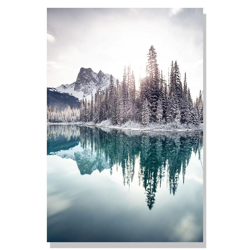 Flower Lake Snow Owl Deer Forest Landscape Winter Wall Art Canvas Painting Nordic Posters And Prints Wall Pictures Home Decor