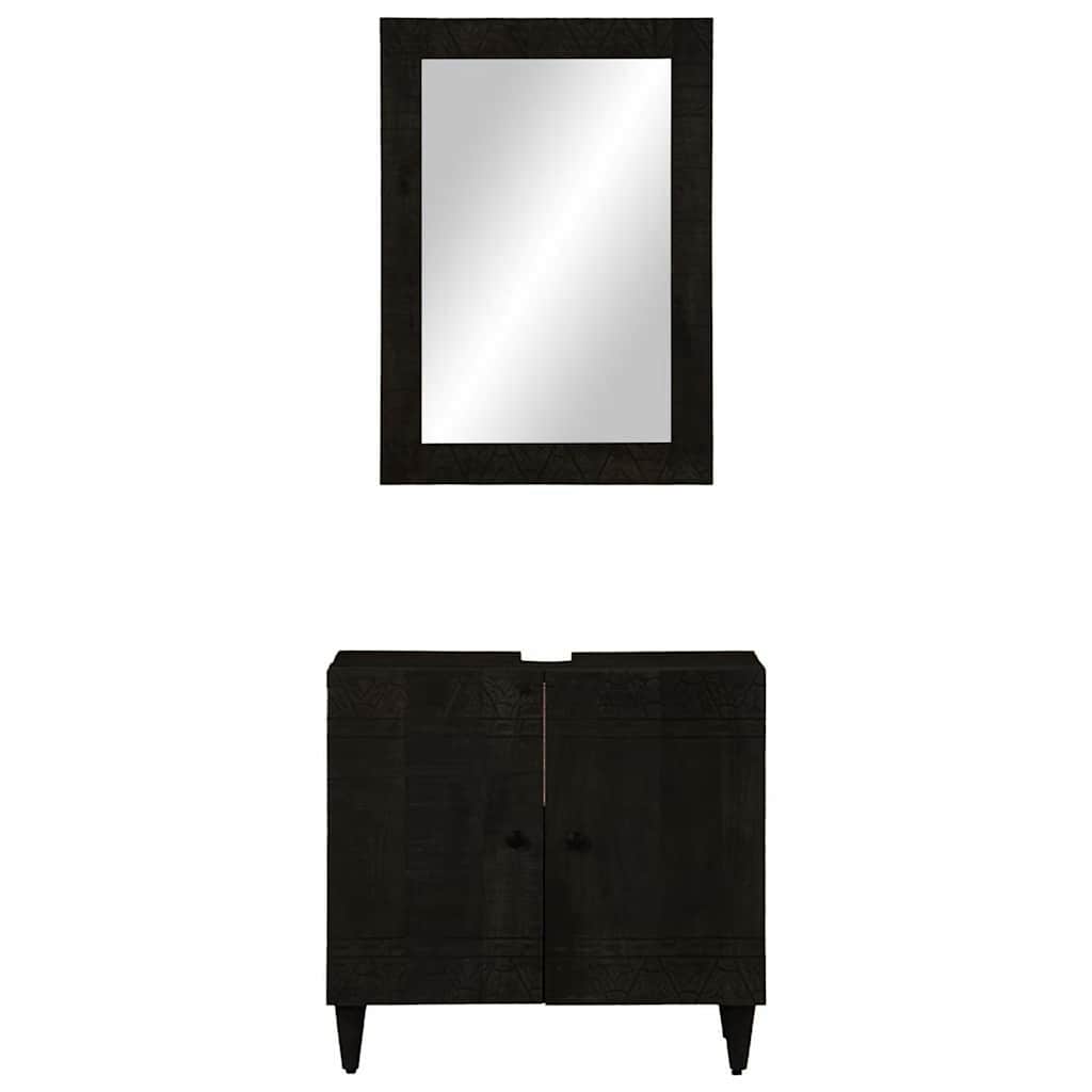 2 Piece Bathroom Furniture Set Solid Mango Wood